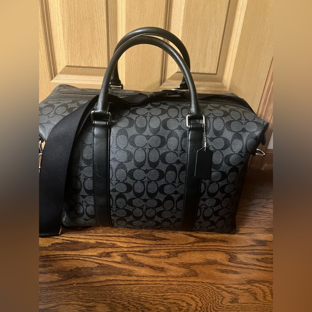 Coach Black and Gray Signature Duffel Bag
